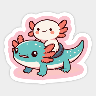 cute axolotl ride axolotl Sticker